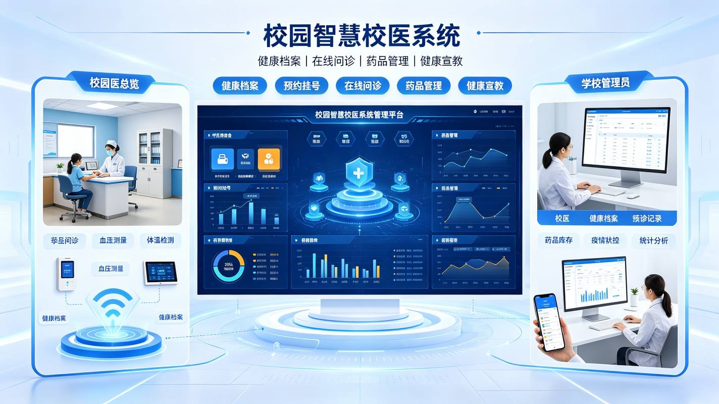 校园智慧校医系统:药品耗材、健康台账闭环管理平台(图1) 校园智慧校医系统:药品耗材、健康台账闭环管理平台(图1)