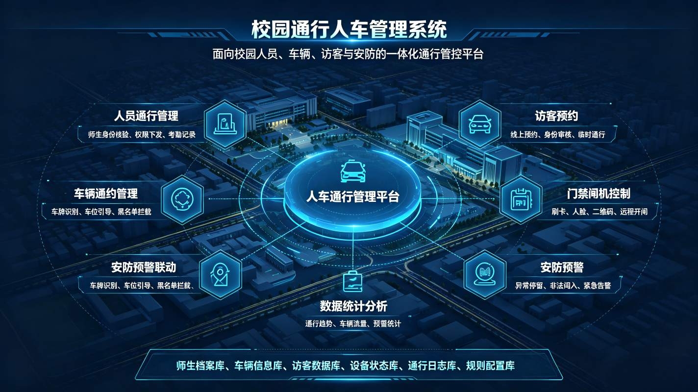 校园通行人车管理系统:违停超速监管、校园交通秩序治理平台(图1) 校园通行人车管理系统:违停超速监管、校园交通秩序治理平台(图1)