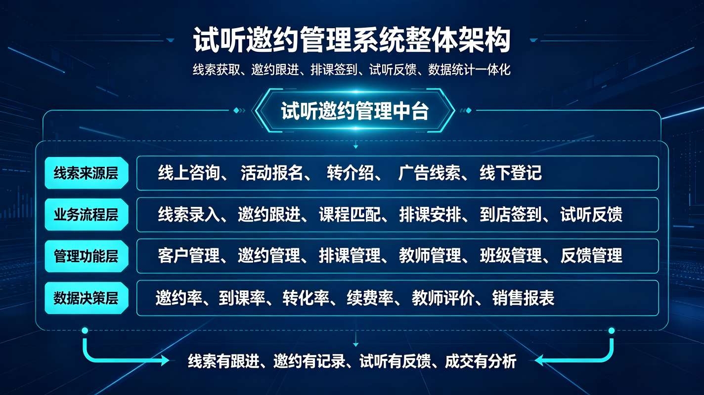 试听邀约管理系统:智能邀约·跟进闭环·转化数据分析解决方案(图2) 试听邀约管理系统:智能邀约·跟进闭环·转化数据分析解决方案(图2)
