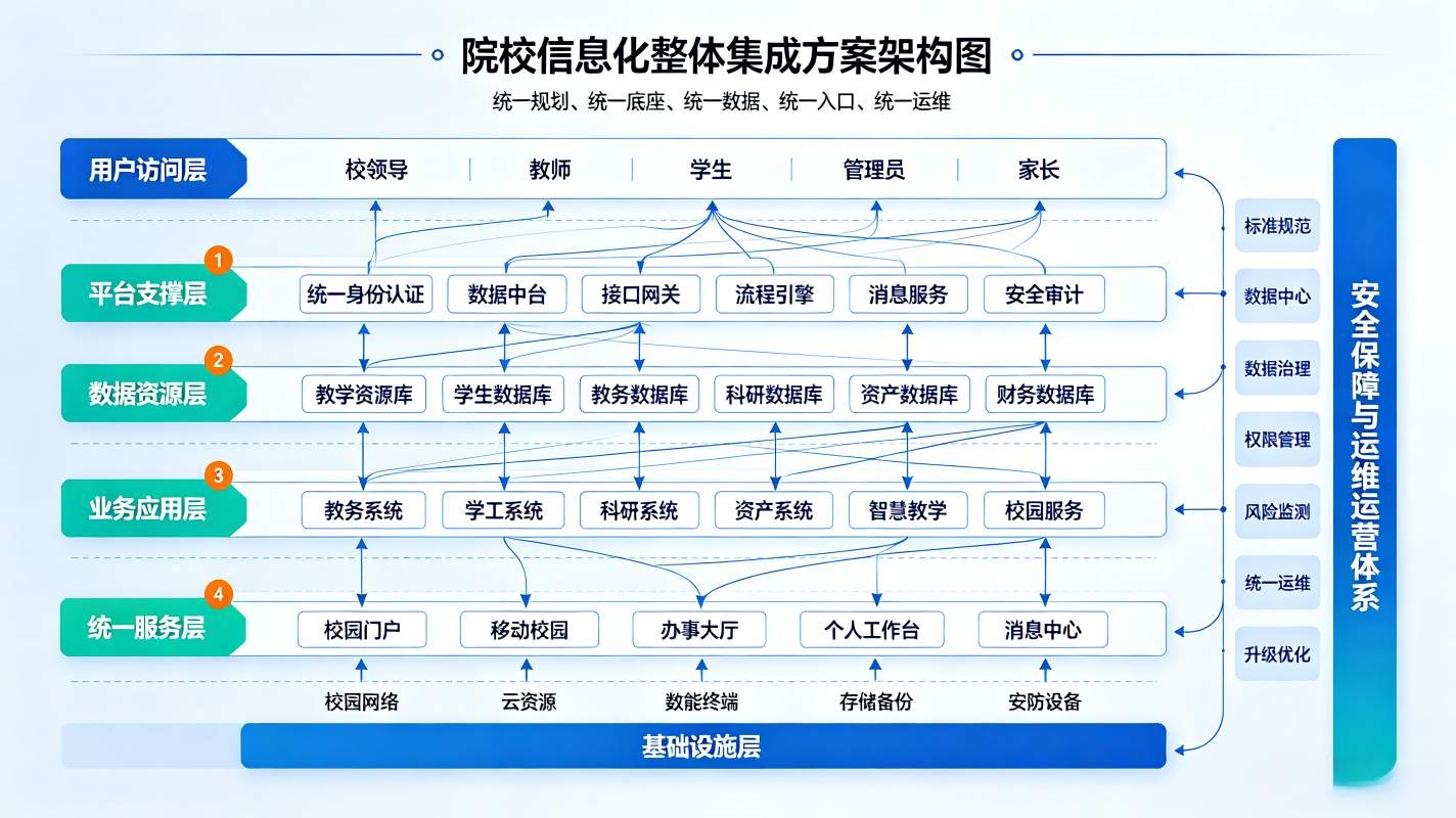 院校信息化整体集成方案:智慧校园一体化建设解决方案(图2) 院校信息化整体集成方案:智慧校园一体化建设解决方案(图2)