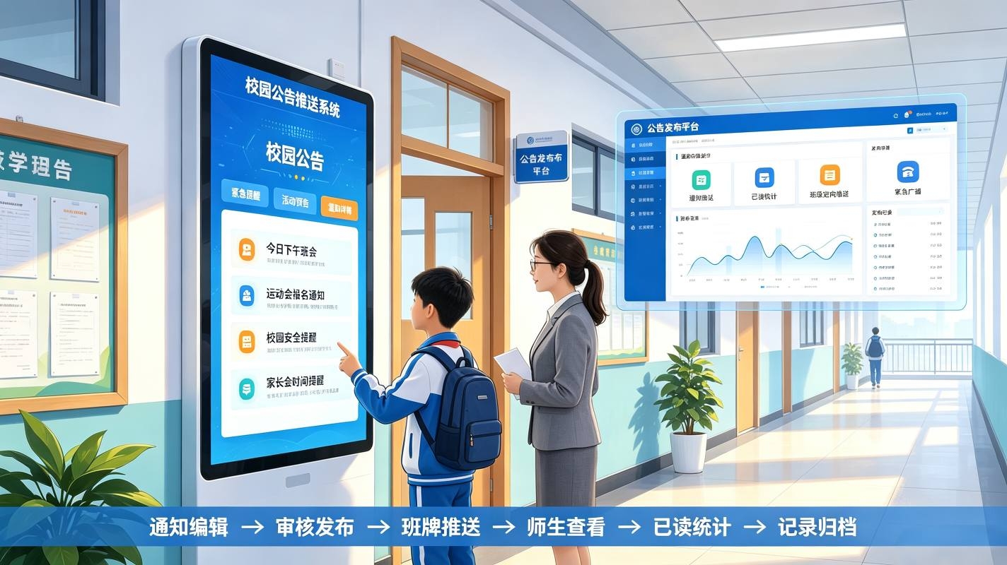 班牌校园公告推送系统:校园信息一体化推送解决方案(图1) 班牌校园公告推送系统:校园信息一体化推送解决方案(图1)