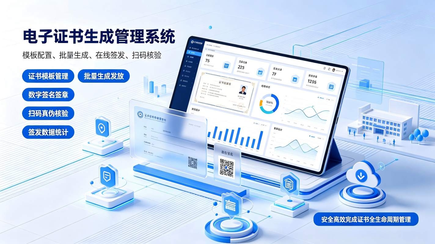 电子证书生成管理系统:校园证书数字化制作发放与溯源解决方案(图1) 电子证书生成管理系统:校园证书数字化制作发放与溯源解决方案(图1)
