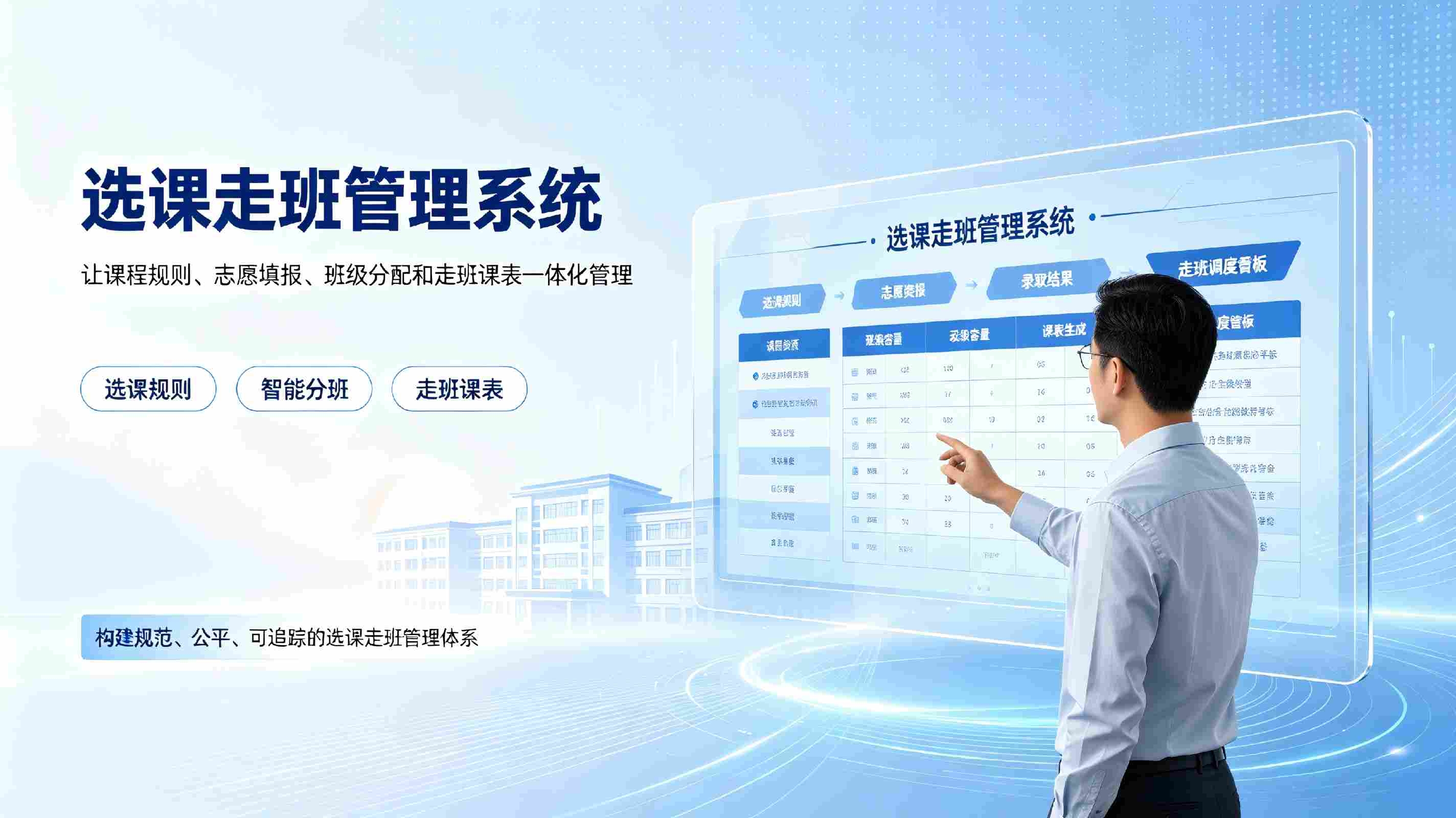 选课走班管理系统:新高考智能选科分班与走班教学解决方案(图1) 选课走班管理系统:新高考智能选科分班与走班教学解决方案(图1)