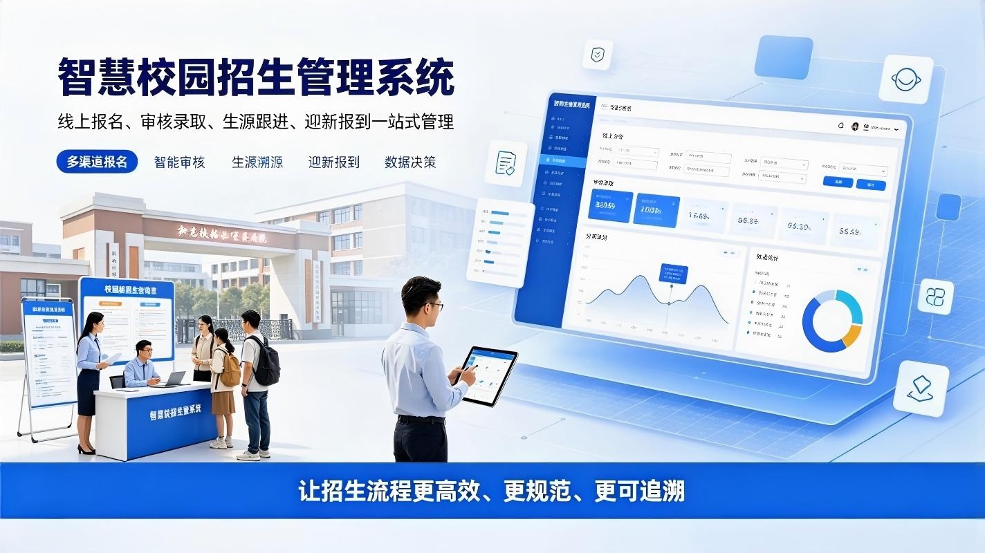 智慧校园招生管理系统：学校数字化招生报名，录取核验与生源精细化管理方案