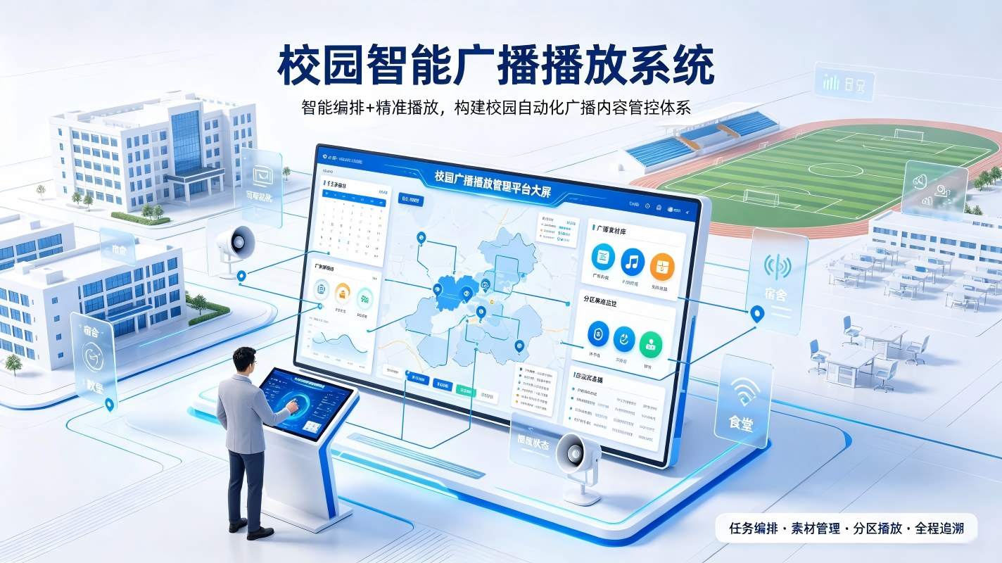 校园智能广播播放系统：智能编排+精准播放，构建校园自动化广播内容管控体系