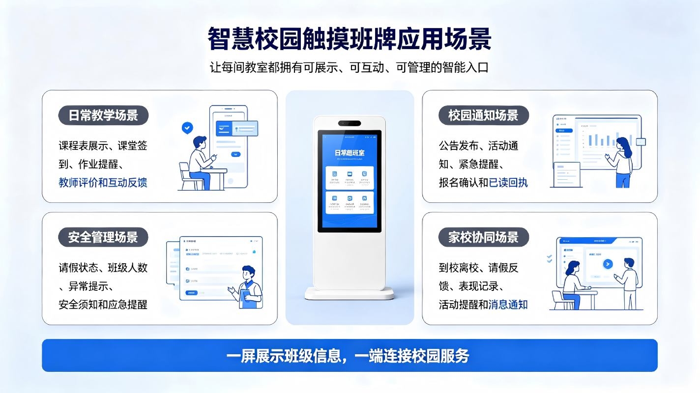 智慧校园触摸班牌解决方案:班级数字化展示与智能交互终端整体方案(图4)