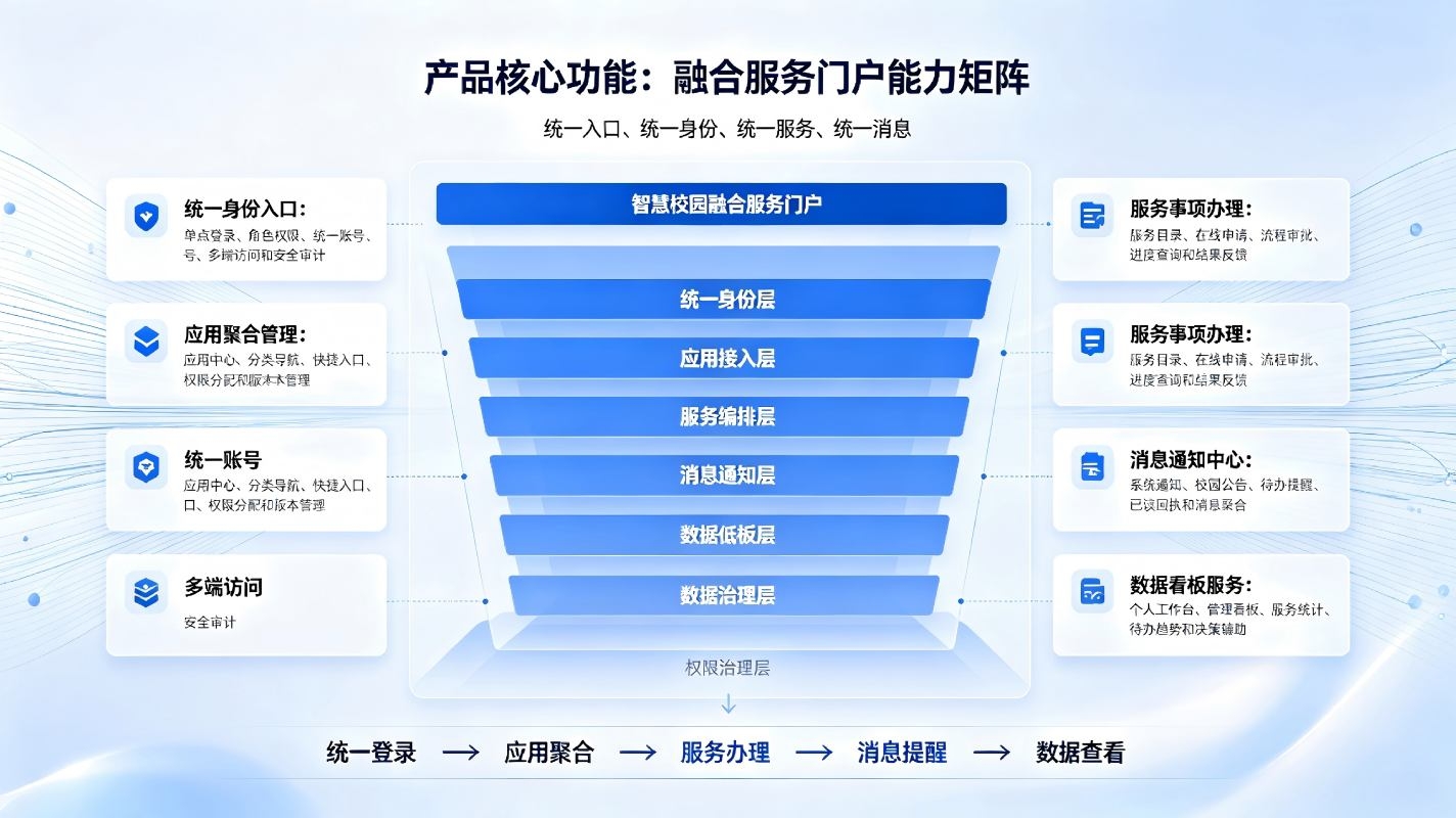 智慧校园融合服务门户:校园一站式服务与统一入口整体解决方案(图3) 智慧校园融合服务门户:校园一站式服务与统一入口整体解决方案(图3)