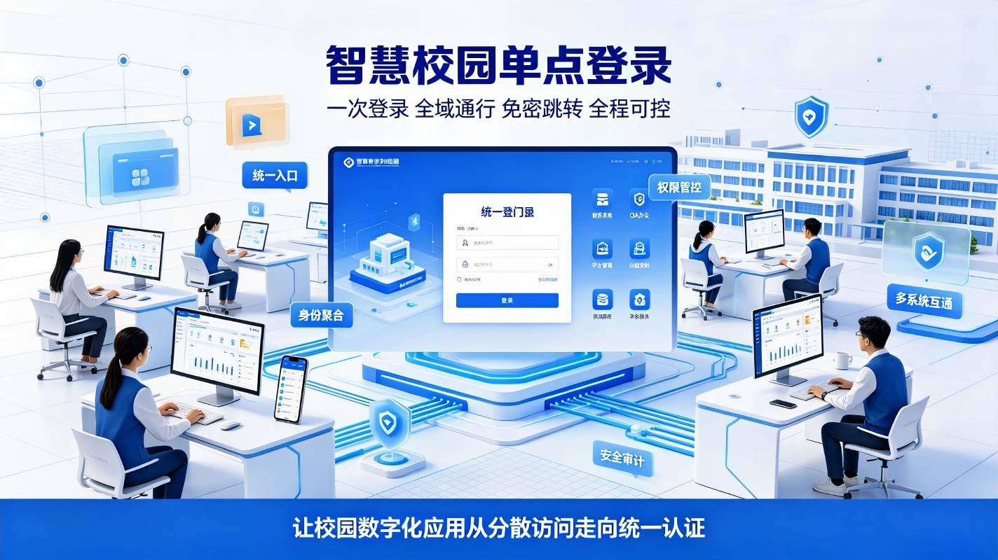智慧校园单点登录:校园一站式登录集成与数字化统一访问方案(图1) 智慧校园单点登录:校园一站式登录集成与数字化统一访问方案(图1)