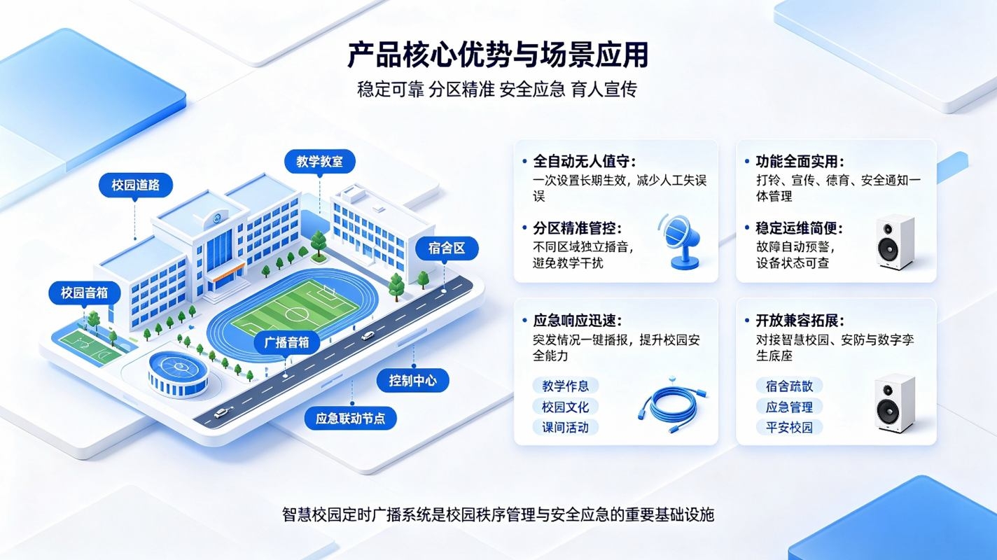 智慧校园定时广播系统：全自动校园打铃与播音宣传解决方案(图4)