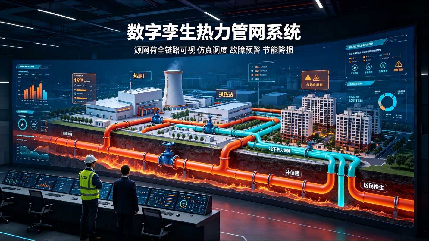 数字孪生热力管网系统：智慧供热管网可视化智能调度运维平台