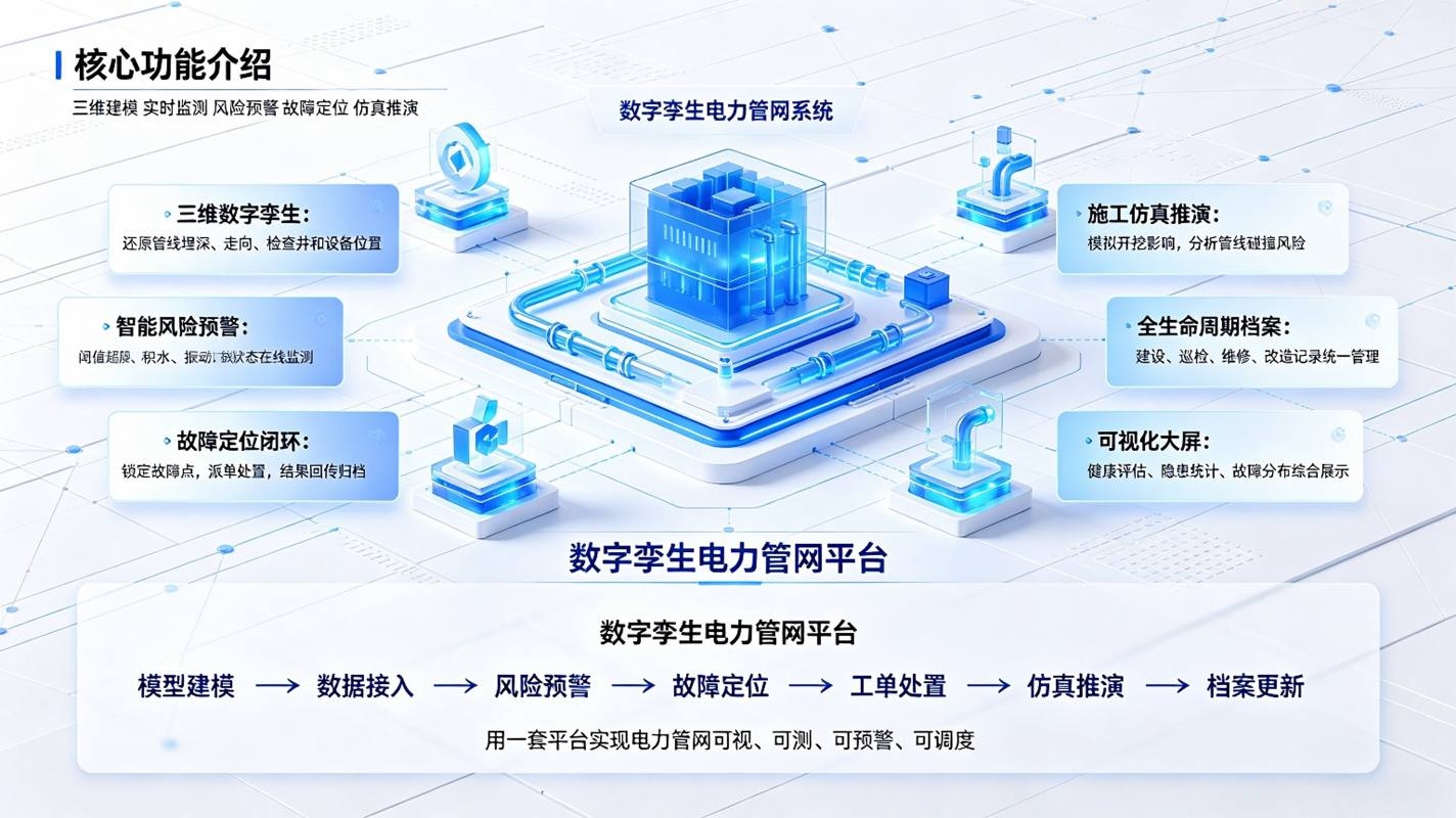 数字孪生电力管网系统:管网三维可视化与运维调度数字化解决方案(图3) 数字孪生电力管网系统:管网三维可视化与运维调度数字化解决方案(图3)