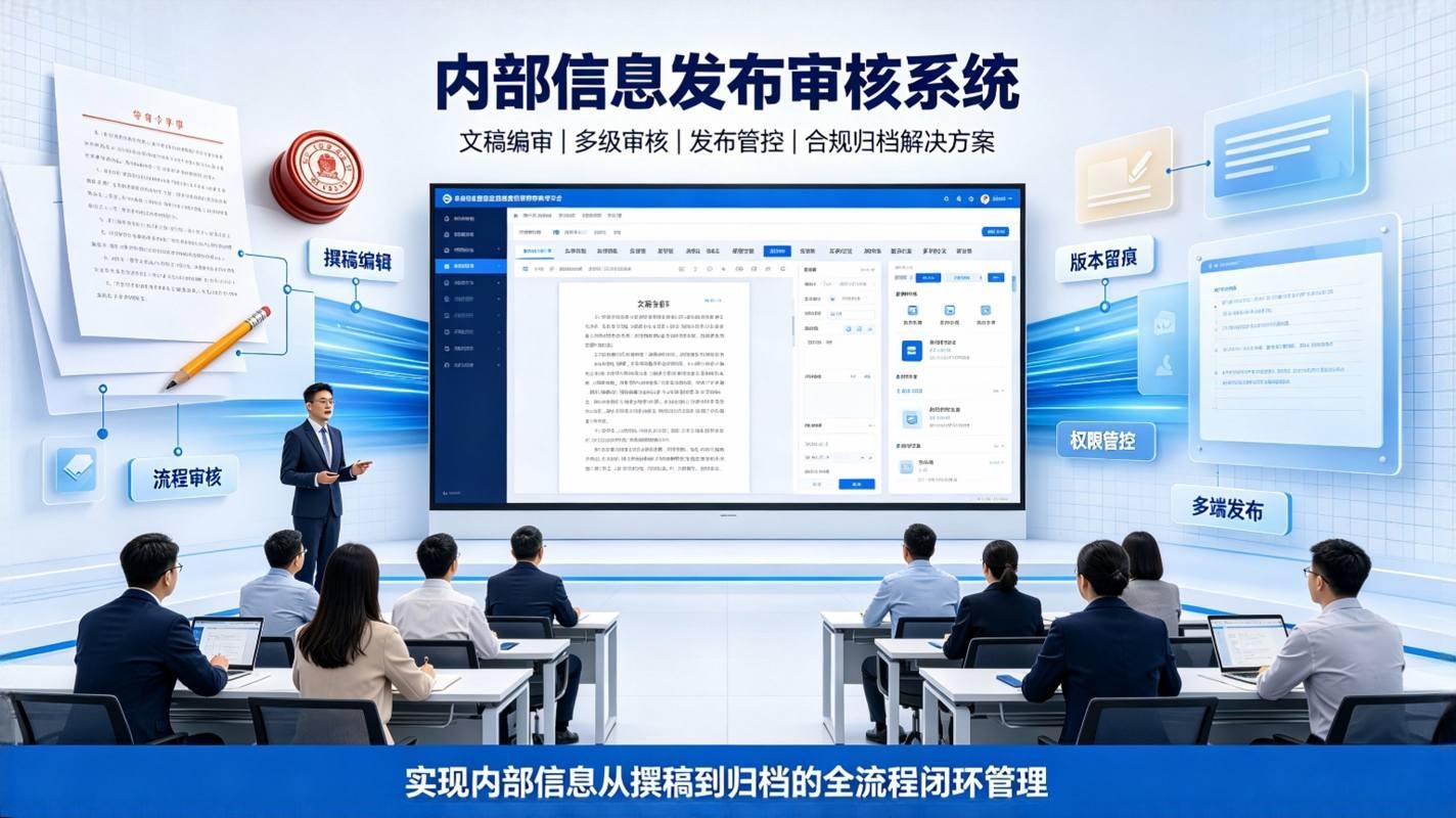 内部信息发布审核系统：单位内部文稿发布与多级审批内容合规管控解决方案