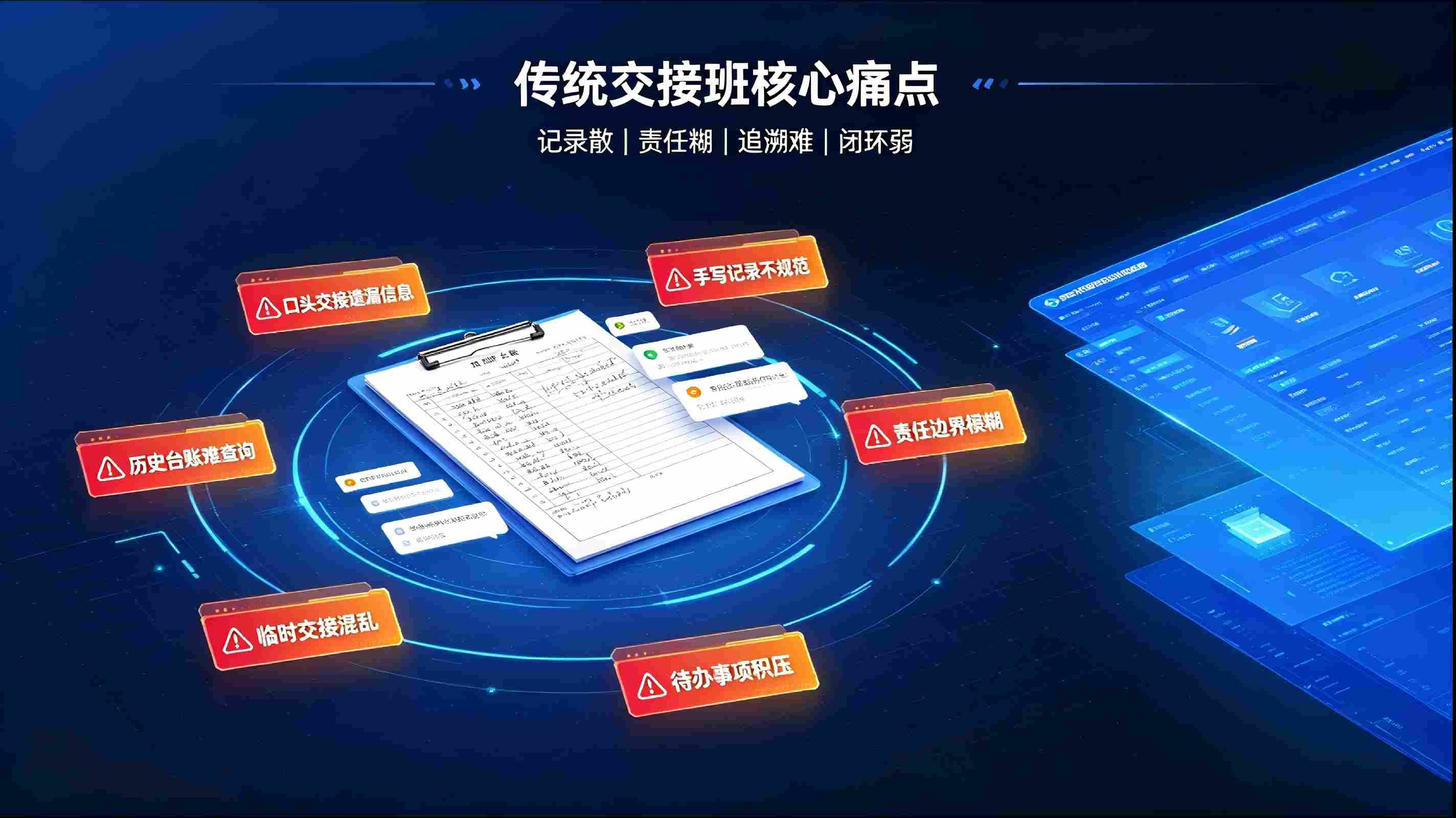 值班交接班记录系统:规范值守流程,实现闭环高效管理(图2) 值班交接班记录系统:规范值守流程,实现闭环高效管理(图2)