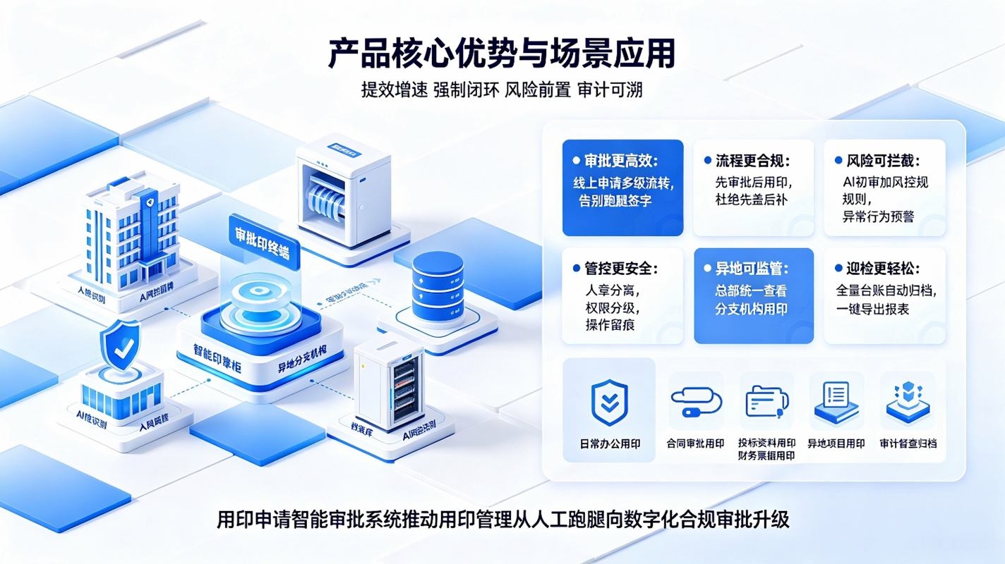 用印申请智能审批系统:线上智能审批,人章分离,全程合规留痕管理方案(图4) 用印申请智能审批系统:线上智能审批,人章分离,全程合规留痕管理方案(图4)