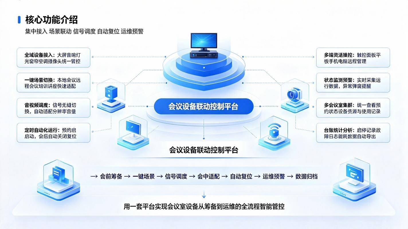 会议设备联动控制系统:智慧会议室智能管控与高效运维解决方案(图3) 会议设备联动控制系统:智慧会议室智能管控与高效运维解决方案(图3)