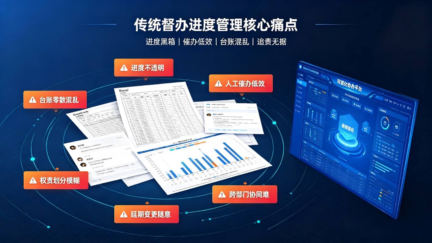 督办事项进度可视化系统:全程可视可控，实现督查督办闭环落地(图2)
