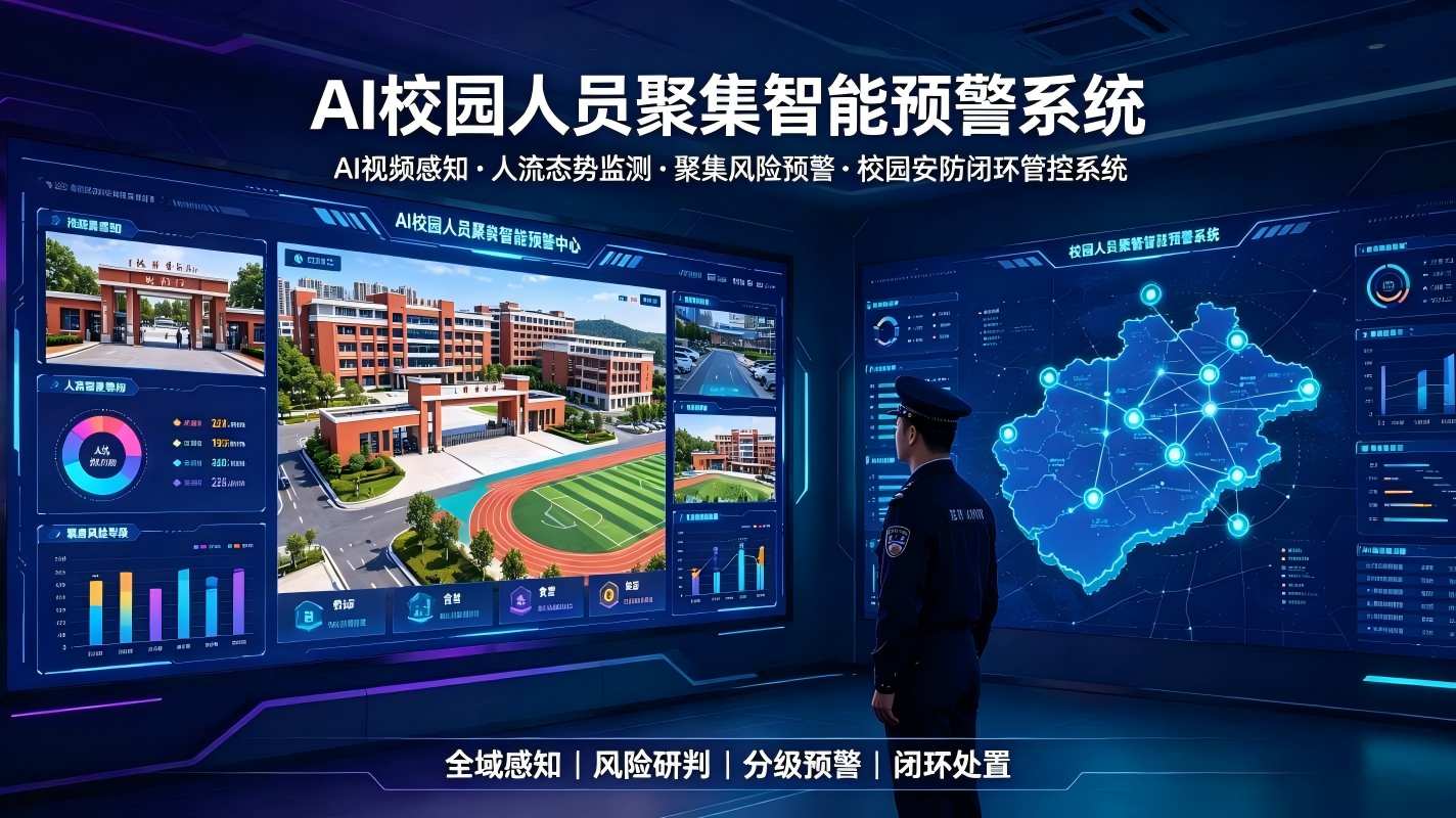 AI校园人员聚集智能预警系统：校园安防闭环管控系统