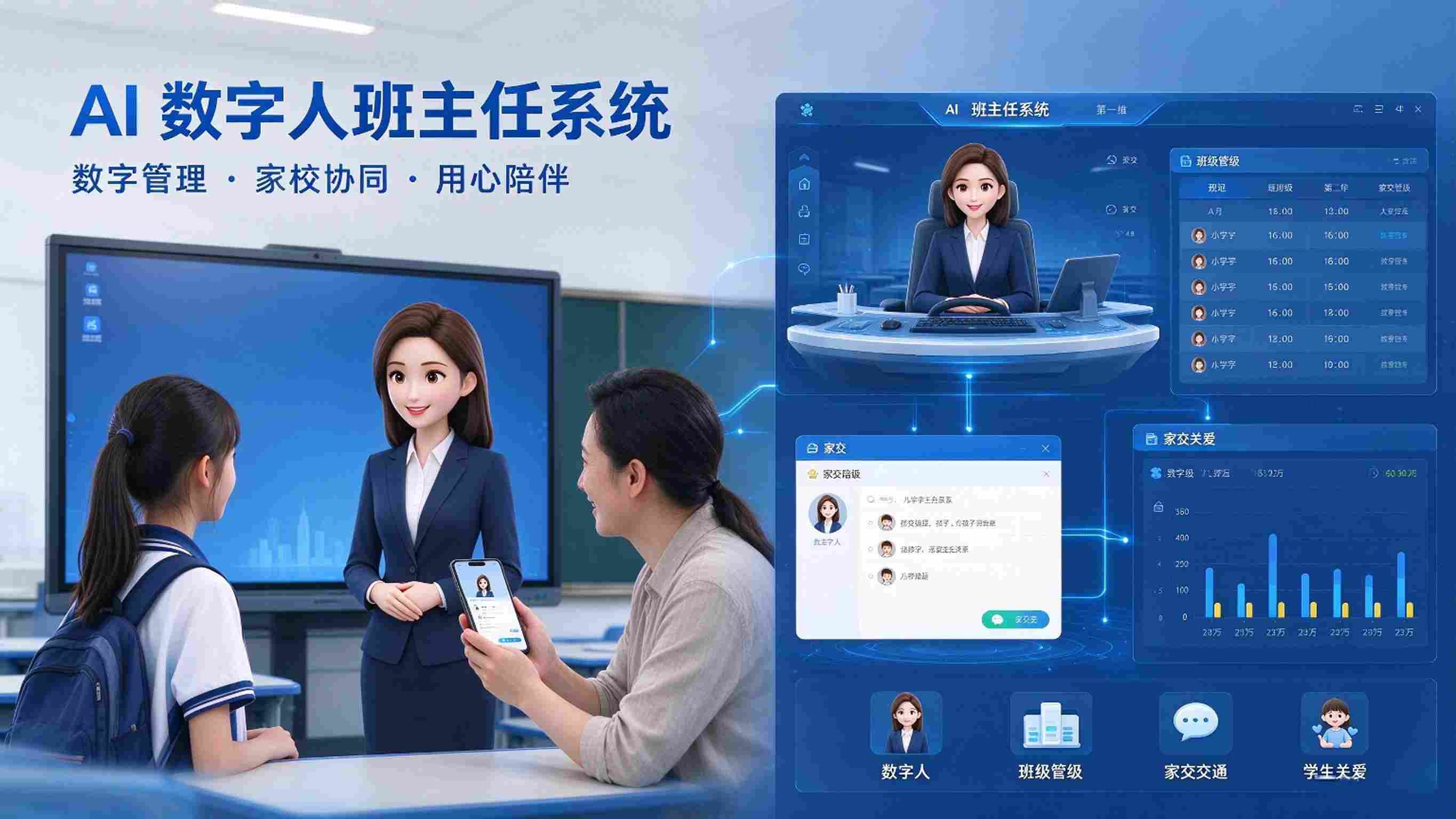 AI数字人班主任系统：班级管理与家校沟通解决方案(图1)