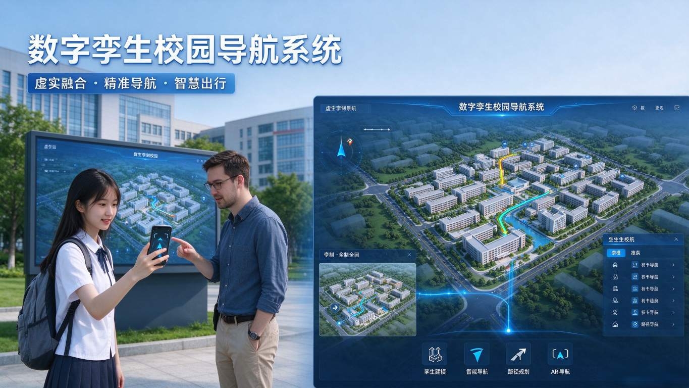 数字孪生智慧校园导航系统：室内外定位与智能路径规划解决方案