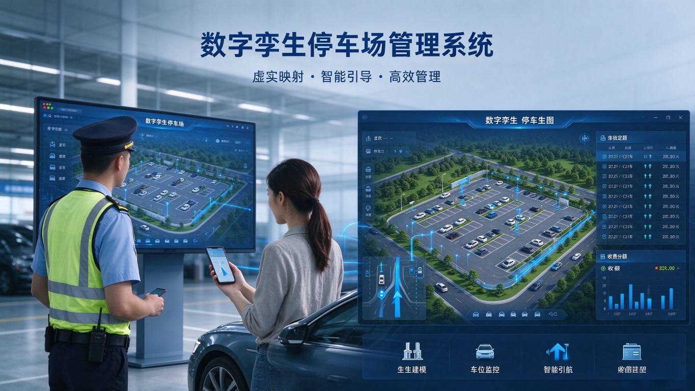 数字孪生停车场管理系统：车位实时监测与智能引导解决方案