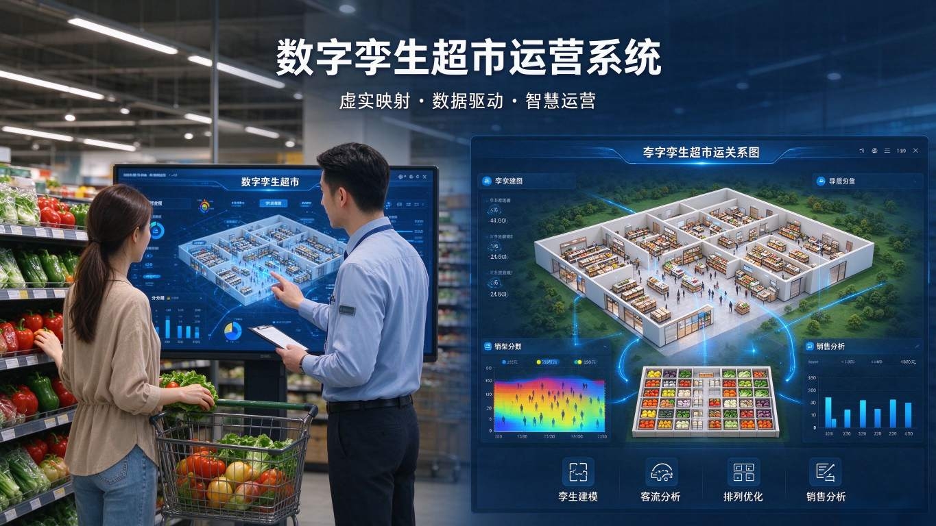数字孪生超市运营系统:库存实时管理与客流热力分析解决方案(图1) 数字孪生超市运营系统:库存实时管理与客流热力分析解决方案(图1)