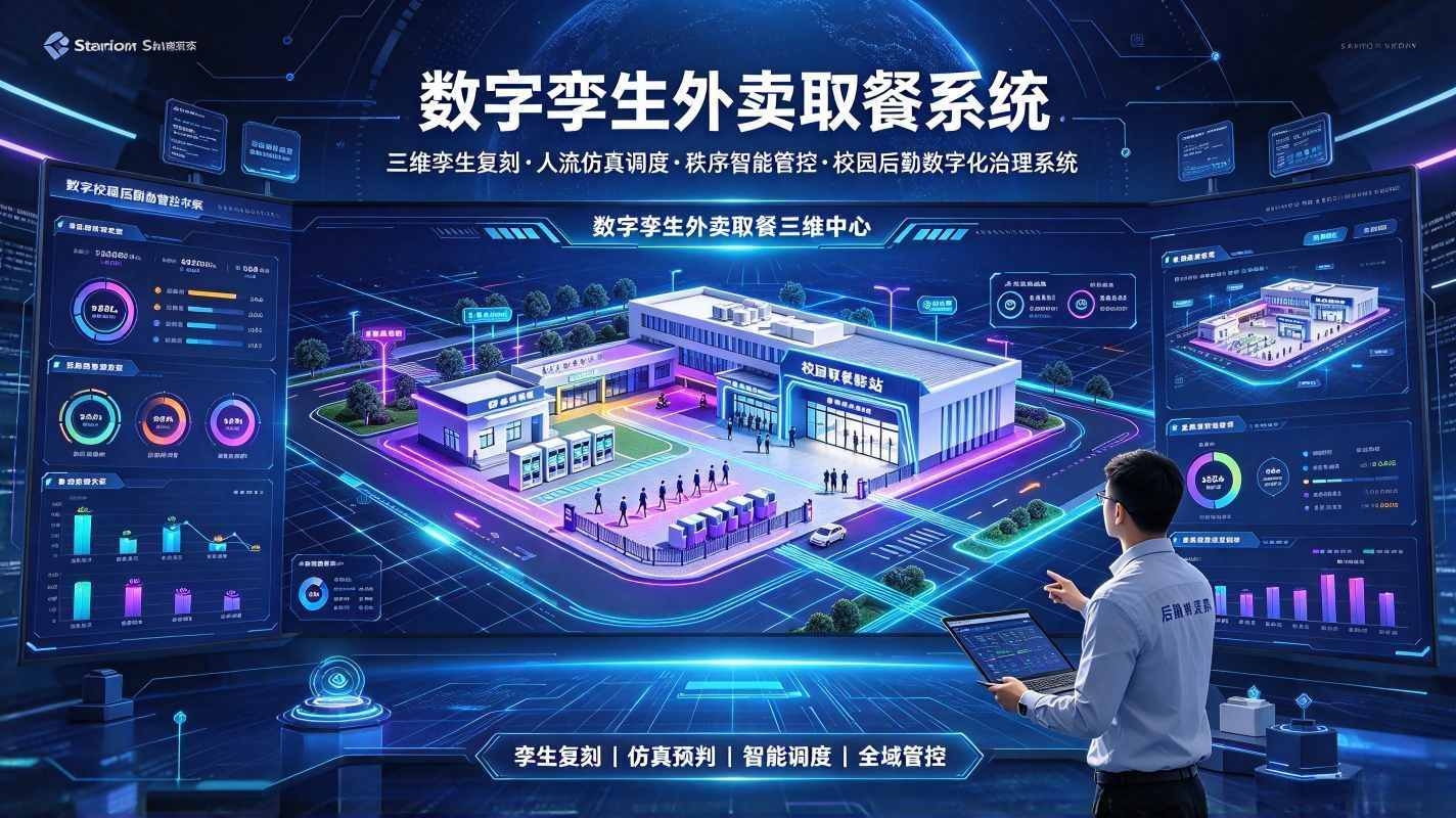 数字孪生外卖取餐系统:校园后勤数字化治理系统(图1) 数字孪生外卖取餐系统:校园后勤数字化治理系统(图1)