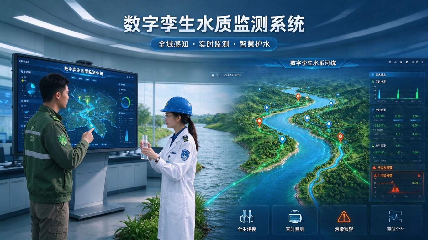 数字孪生水质监测系统：参数实时感知与异常预警溯源解决方案
