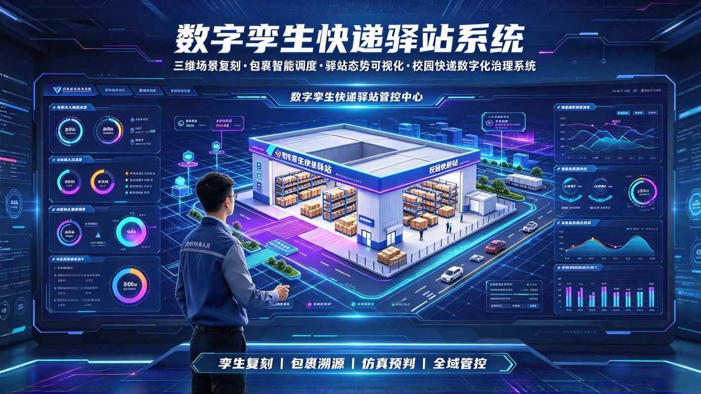 数字孪生快递驿站系统:校园快递数字化闭环治理系统(图1) 数字孪生快递驿站系统:校园快递数字化闭环治理系统(图1)