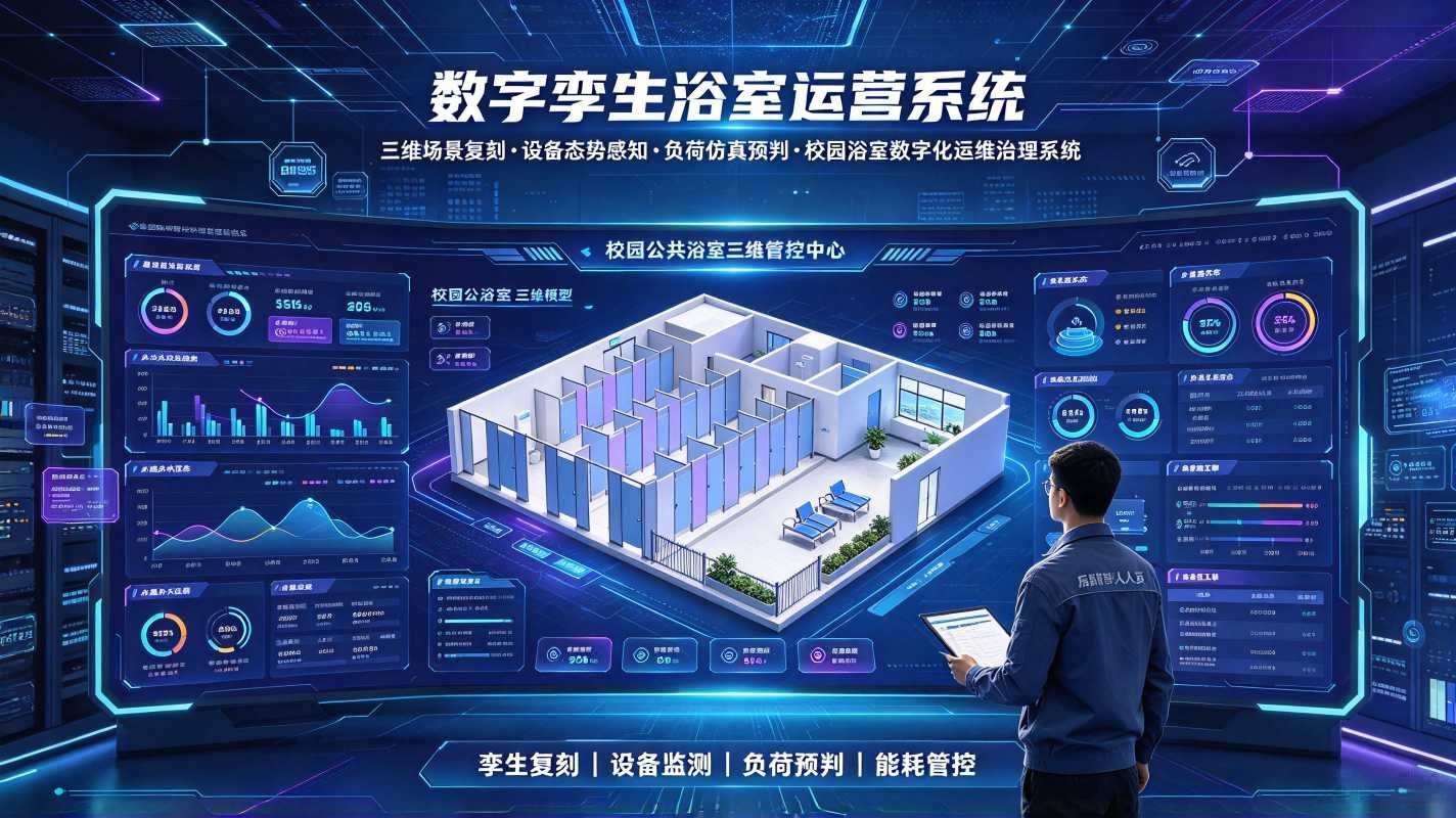 数字孪生浴室运营系统：校园浴室数字化运维治理系统