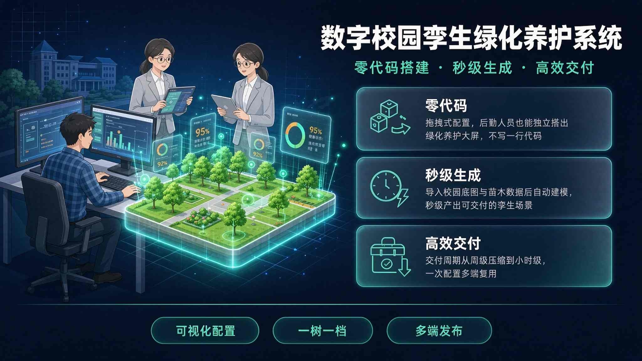数字校园孪生绿化养护系统：让每一棵树都有自己的"数字身份证"