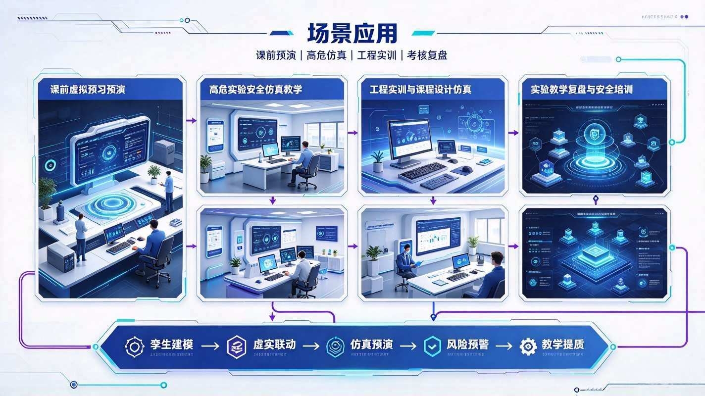 数字孪生实验过程仿真系统:校园理化生与工程实训数字仿真平台(图4) 数字孪生实验过程仿真系统:校园理化生与工程实训数字仿真平台(图4)
