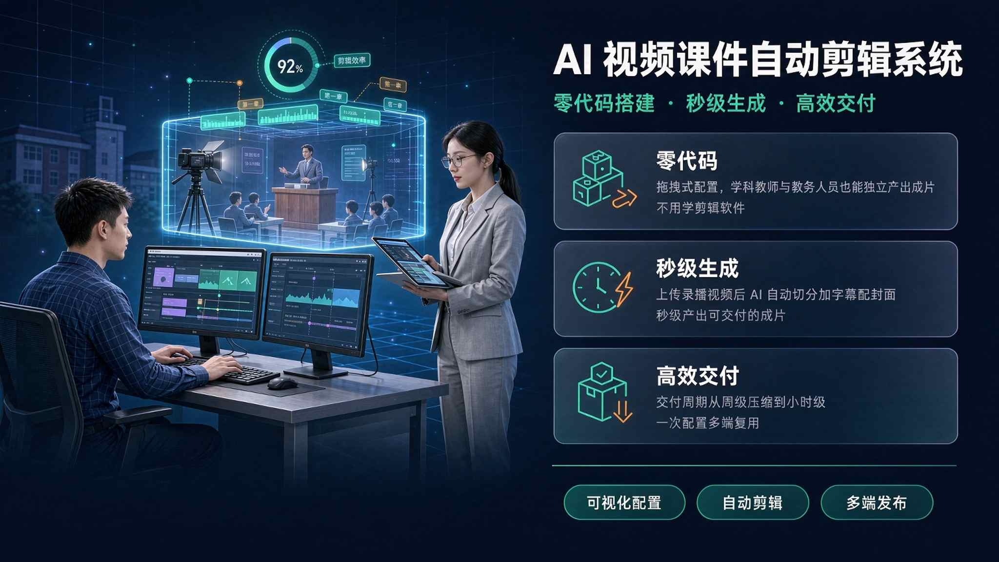 AI 视频课件自动剪辑系统：把老师从"时间轴"里解放出来