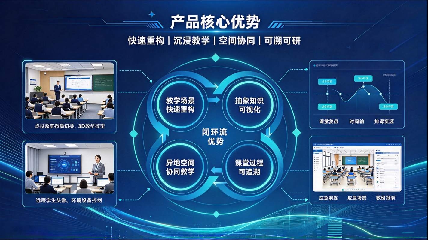 数字孪生虚拟教室系统:虚实融合教学空间,打造沉浸式智慧教学新场景(图4) 数字孪生虚拟教室系统:虚实融合教学空间,打造沉浸式智慧教学新场景(图4)