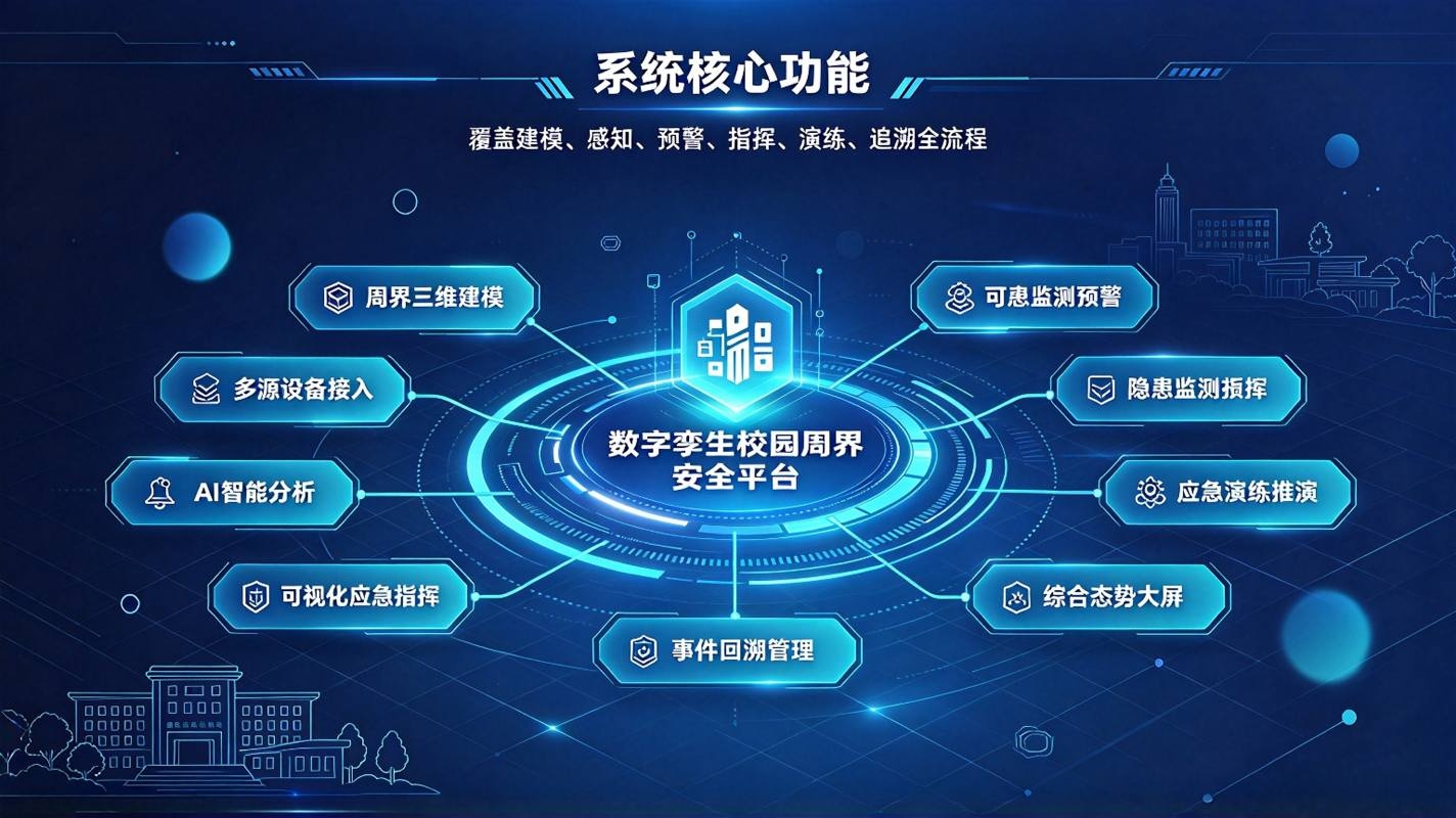 数字孪生校园周界安全系统:三维可视化安防平台,筑牢校园全域周界防护体系(图3) 数字孪生校园周界安全系统:三维可视化安防平台,筑牢校园全域周界防护体系(图3)