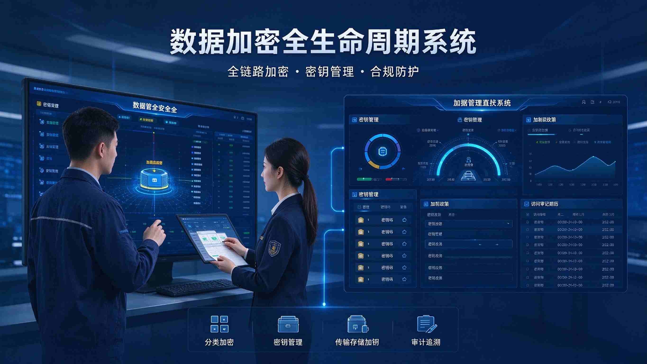数据加密全生命周期系统:全链路加密与合规审计解决方案(图1) 数据加密全生命周期系统:全链路加密与合规审计解决方案(图1)