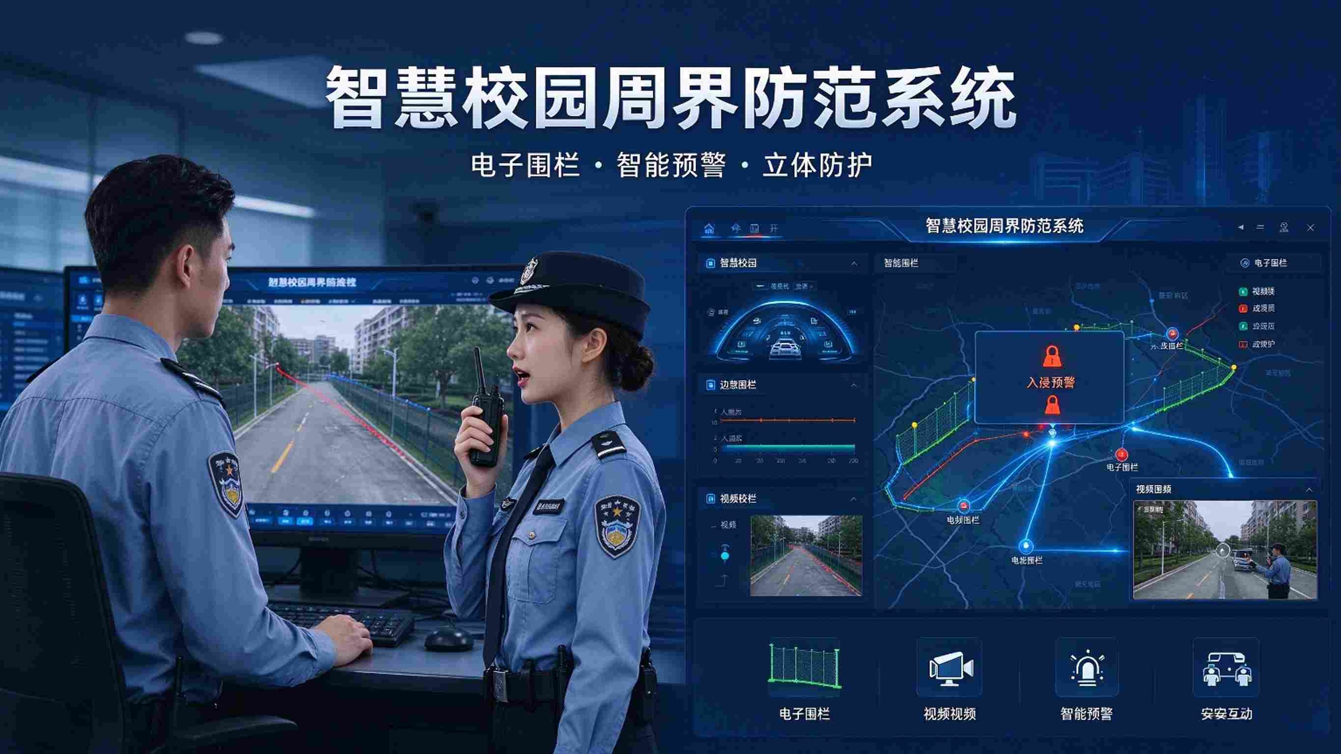 智慧校园周界防范系统：智能入侵检测，电子围栏与报警联动解决方案