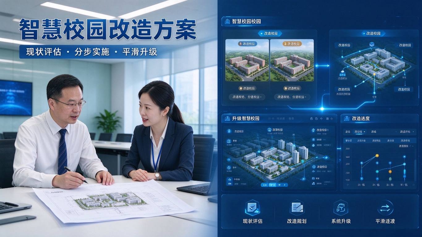 智慧校园改造方案:数据整合与平滑过渡改造解决方案(图1) 智慧校园改造方案:数据整合与平滑过渡改造解决方案(图1)