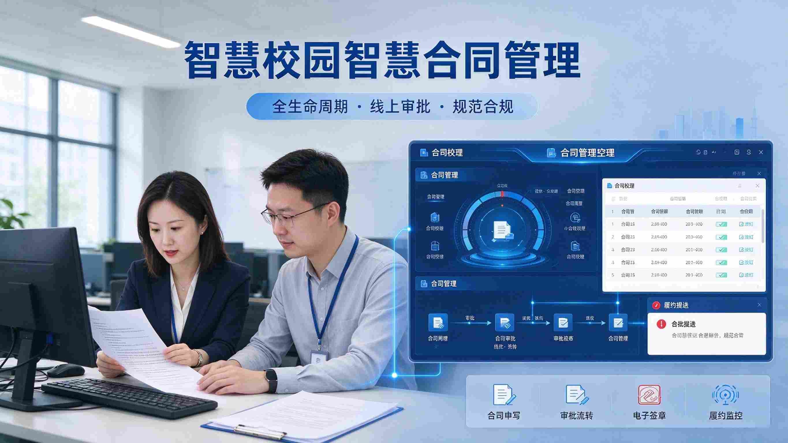 智慧校园智慧合同管理：在线起草，电子签章与履约监控解决方案