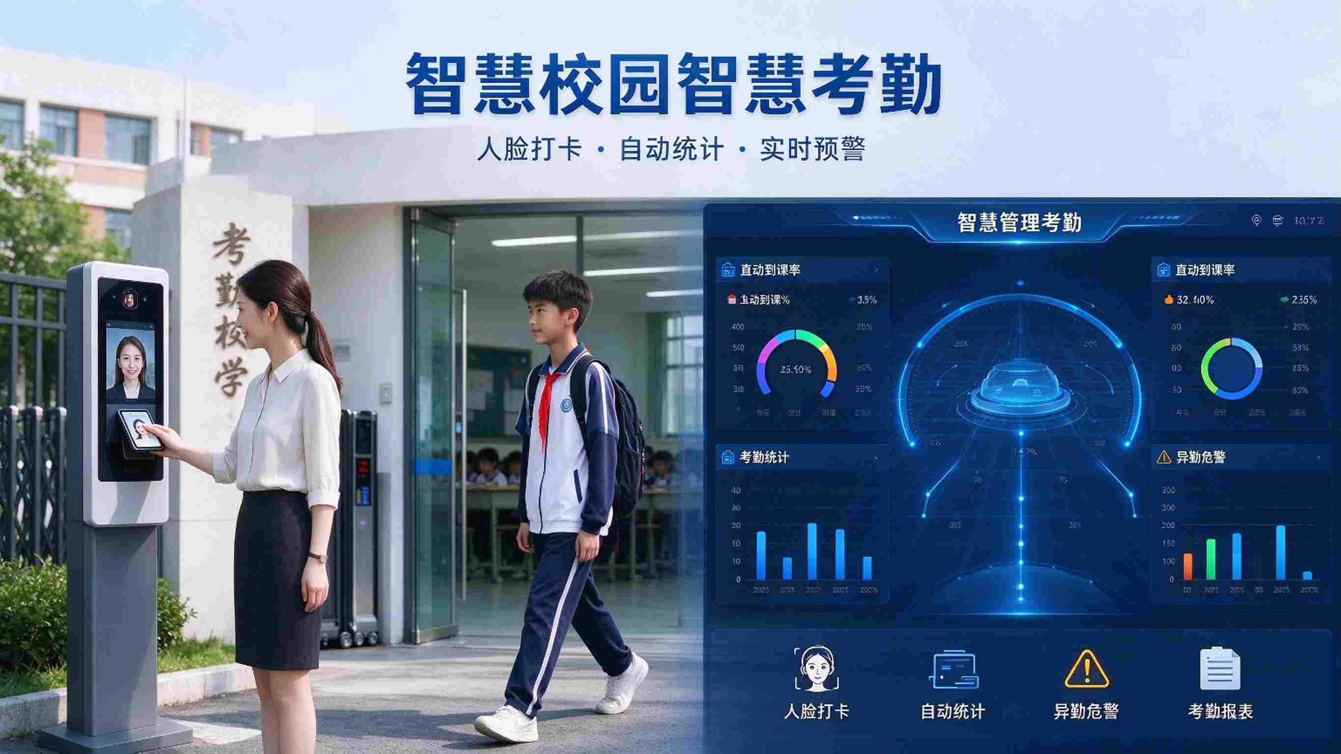 智慧校园智慧考勤：多端打卡，智能统计与请假联动解决方案