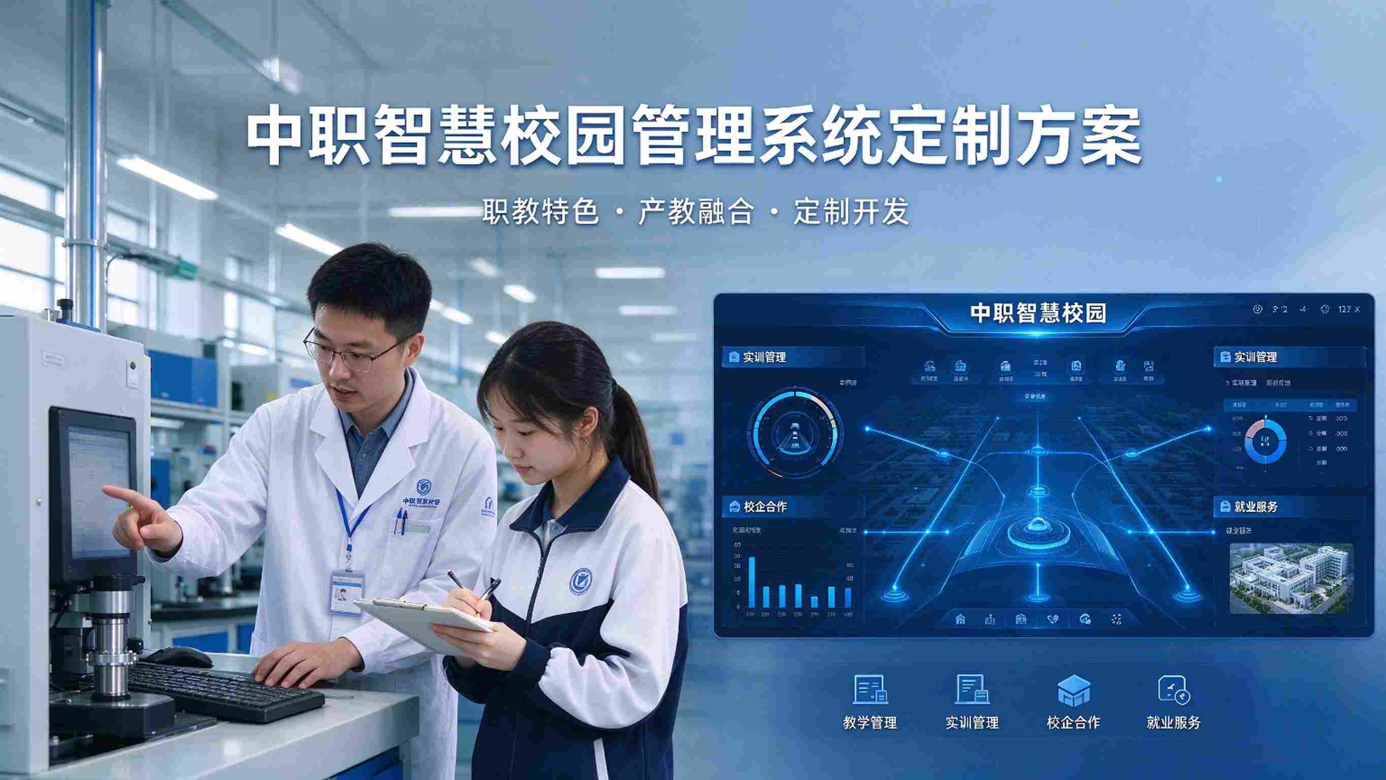 中职智慧校园管理系统定制方案：实训贯通与产教融合解决方案