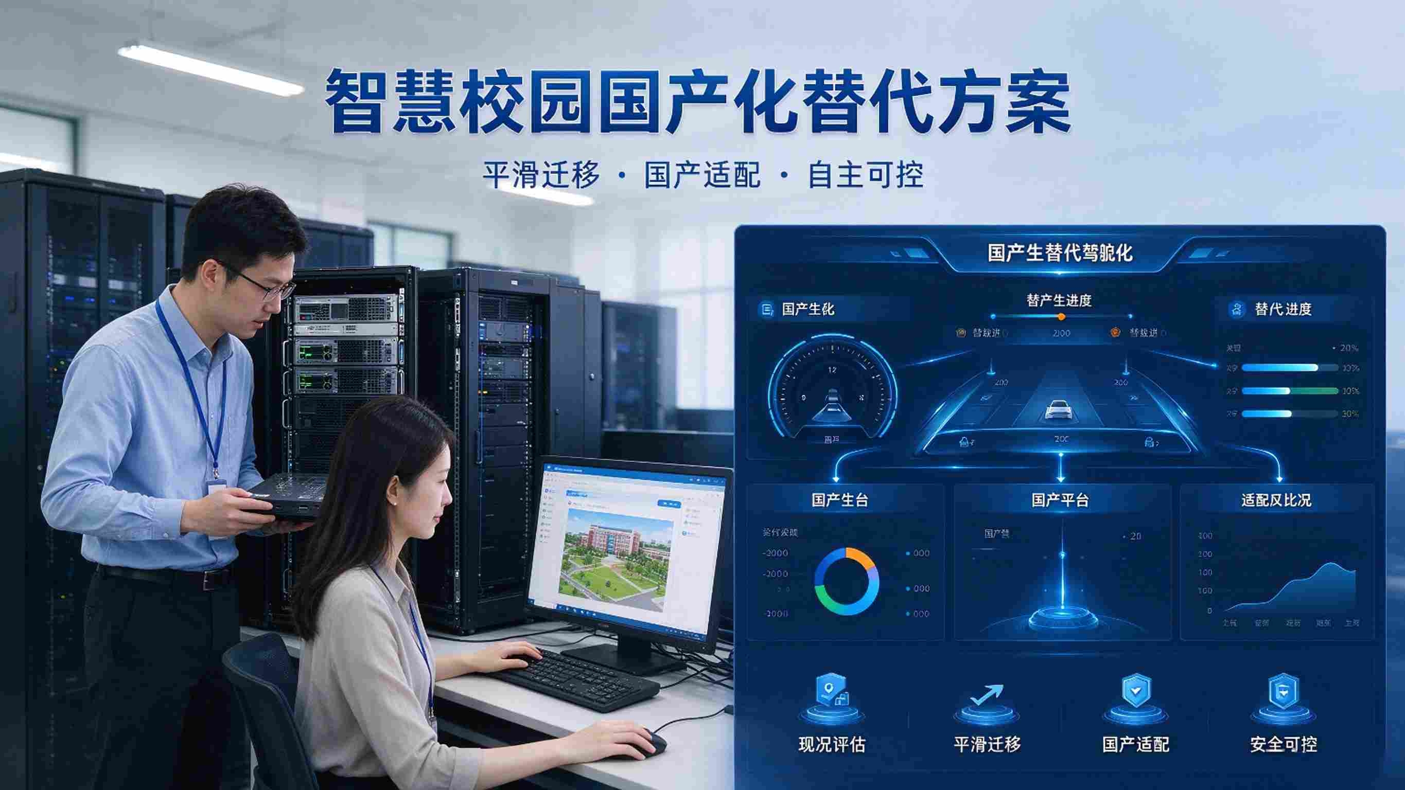 智慧校园国产化替代方案:自主可控平滑迁移解决方案(图1) 智慧校园国产化替代方案:自主可控平滑迁移解决方案(图1)