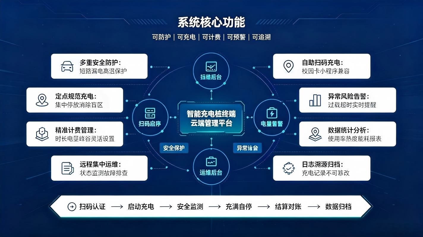 智慧校园充电桩管理系统建设方案:构建校园绿色用电安防体系(图3) 智慧校园充电桩管理系统建设方案:构建校园绿色用电安防体系(图3)